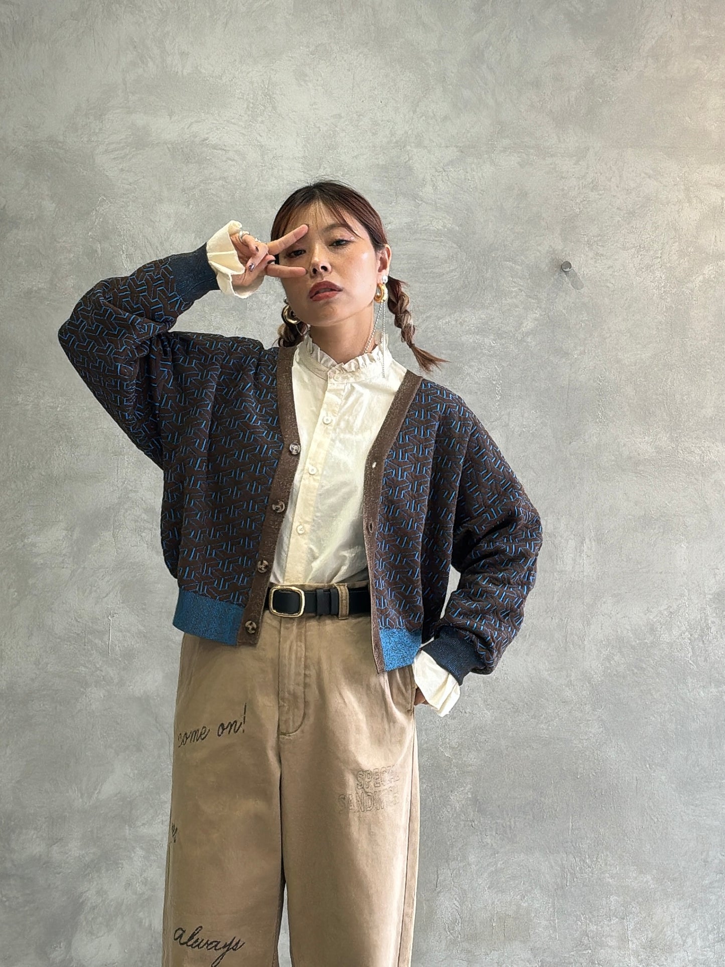 連続柄ニットカーディガン／LE MÉLANGE