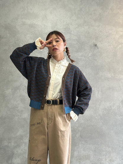 連続柄ニットカーディガン／LE MÉLANGE