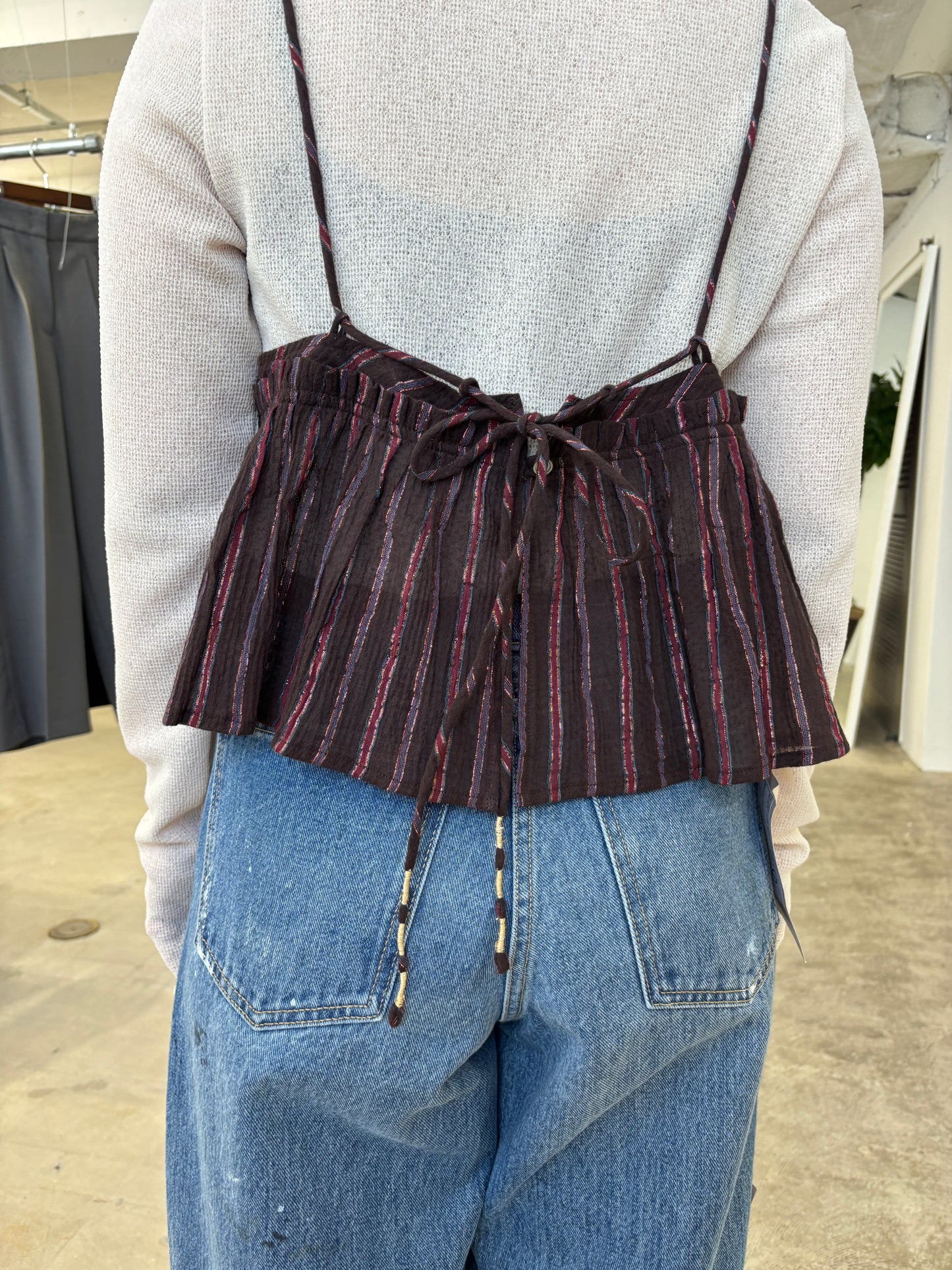 受付終了【予約販売】ストライプ柄・チェック柄キャミソール／8613210／LE MÉLANGE