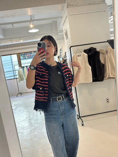 【予約⚡︎販売】ボーダーシャネルニットベスト／MG KN - 27021 - S／MARGAUX VINTAGE／2027 PRE SPRING COLLECTION