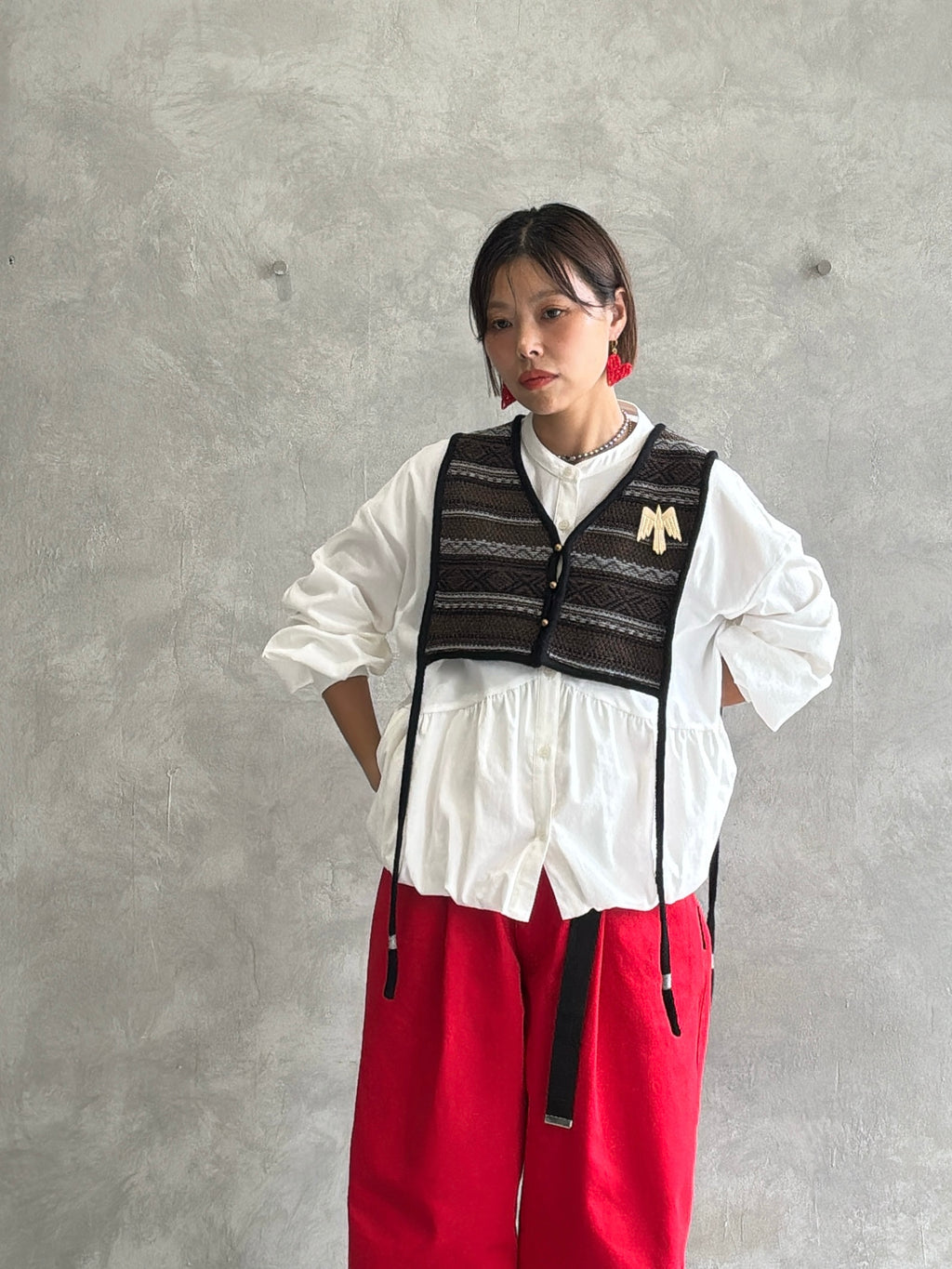 ジャガードVネックベスト／#8642701／LE MÉLANGE／2026 AW #1
