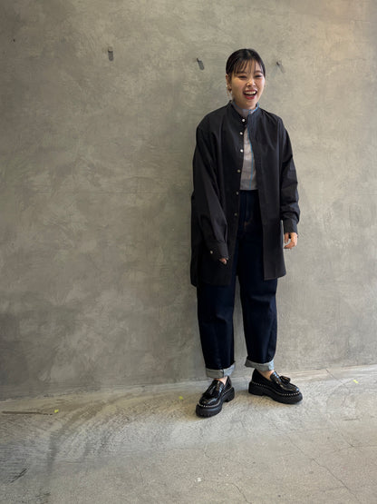 ノーカラーロングシャツ／VENT BLANC