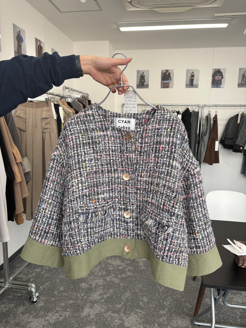 【予約⚡︎販売】ハーフスリーブ MIXツイードJK／604483／CYAN tokyo／2026 AW#1