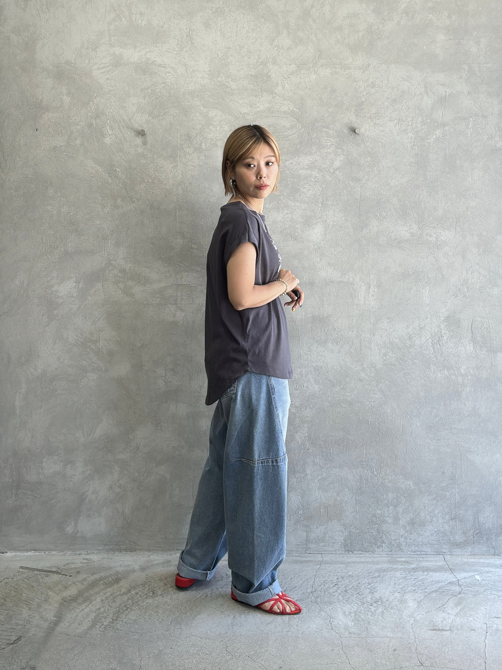 受付終了【予約販売】marcher シアー天竺ソフトフレンチTシャツ／ING