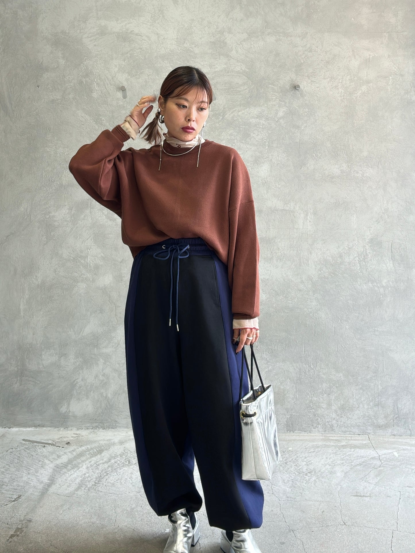 ショート丈ドルマンライクプルオーバーニット／LE MÉLANGE