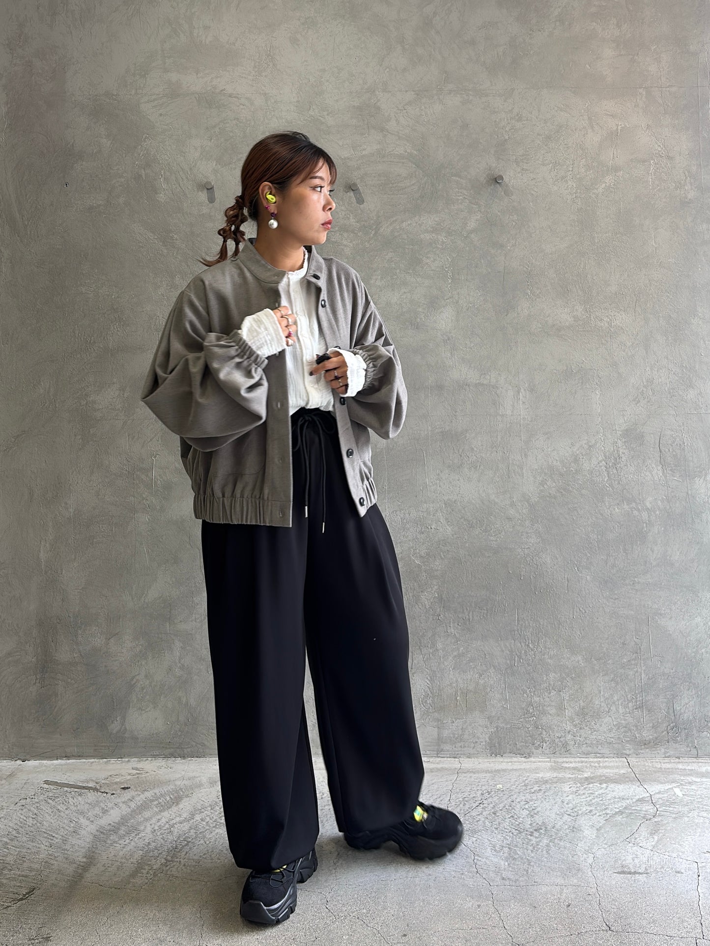 ワイドスリーブウーリーショートブルゾン／CYAN tokyo