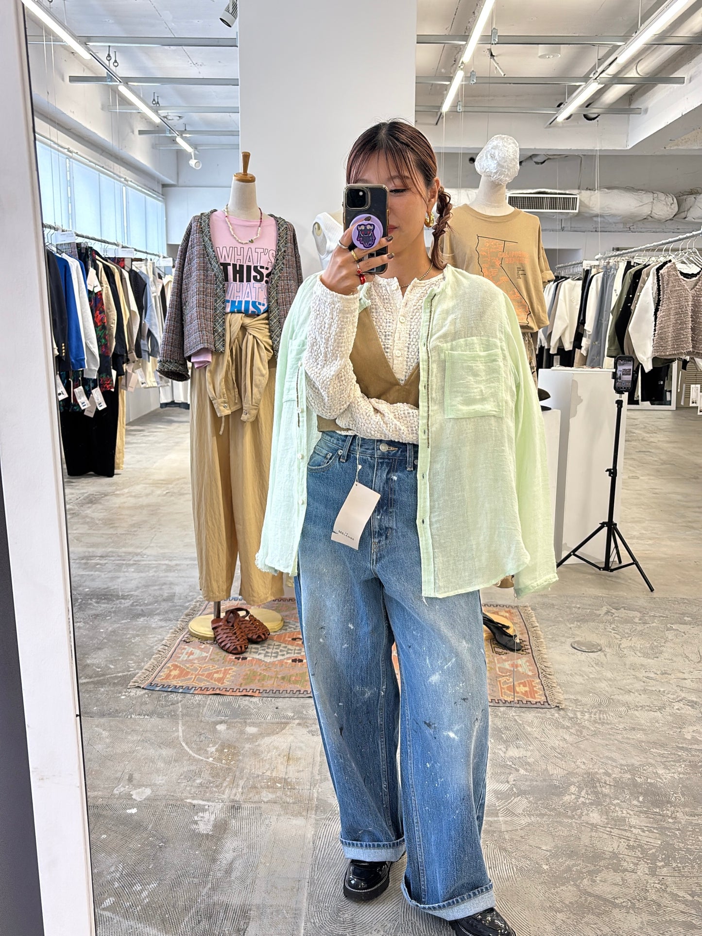 受付終了【予約販売】メタルビーズリネンコットンシャツ／8613209／LE MÉLANGE