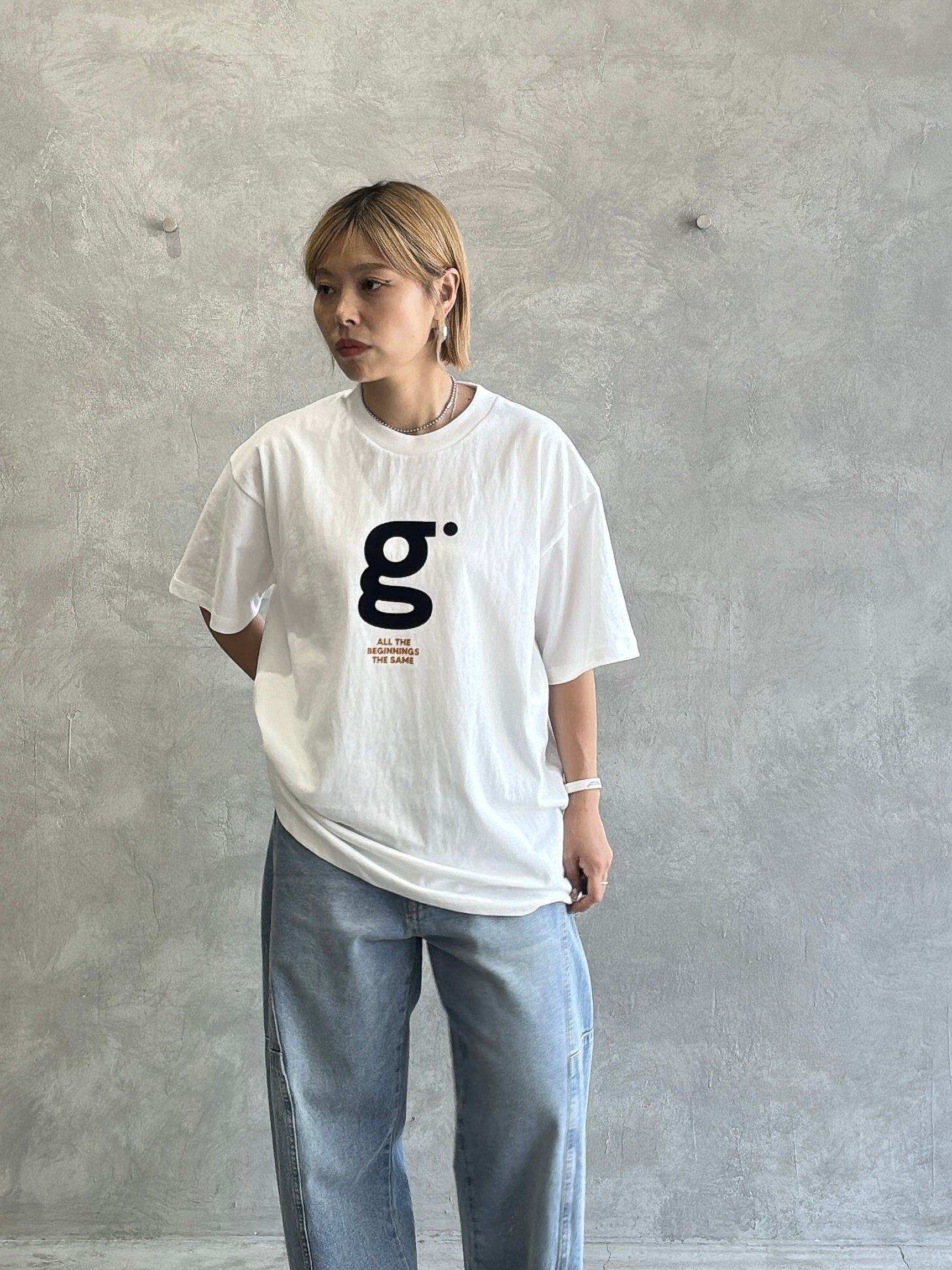 【予約販売】men'sサイズ／"g"フロッキープリントTシャツ／ING
