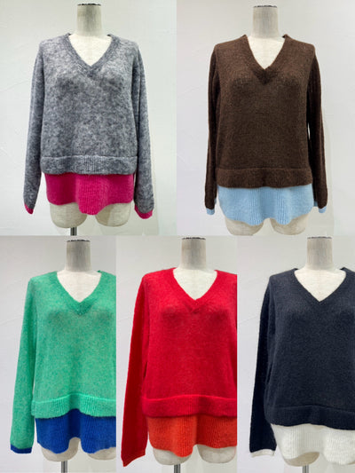 【予約⚡︎販売】配色レイヤーモヘアニット／604507／CYAN tokyo／2026 AW#1