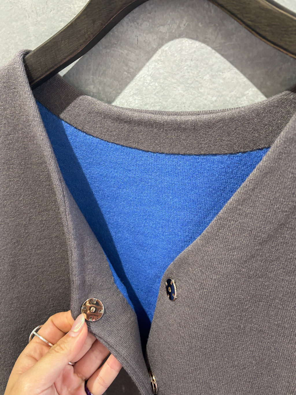 もちもちニットのバイカラーコートカーディガン