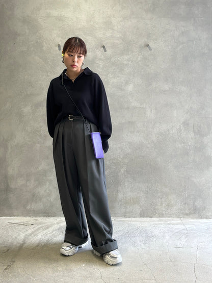 裏起毛タックワイドパンツ／Dignite collier