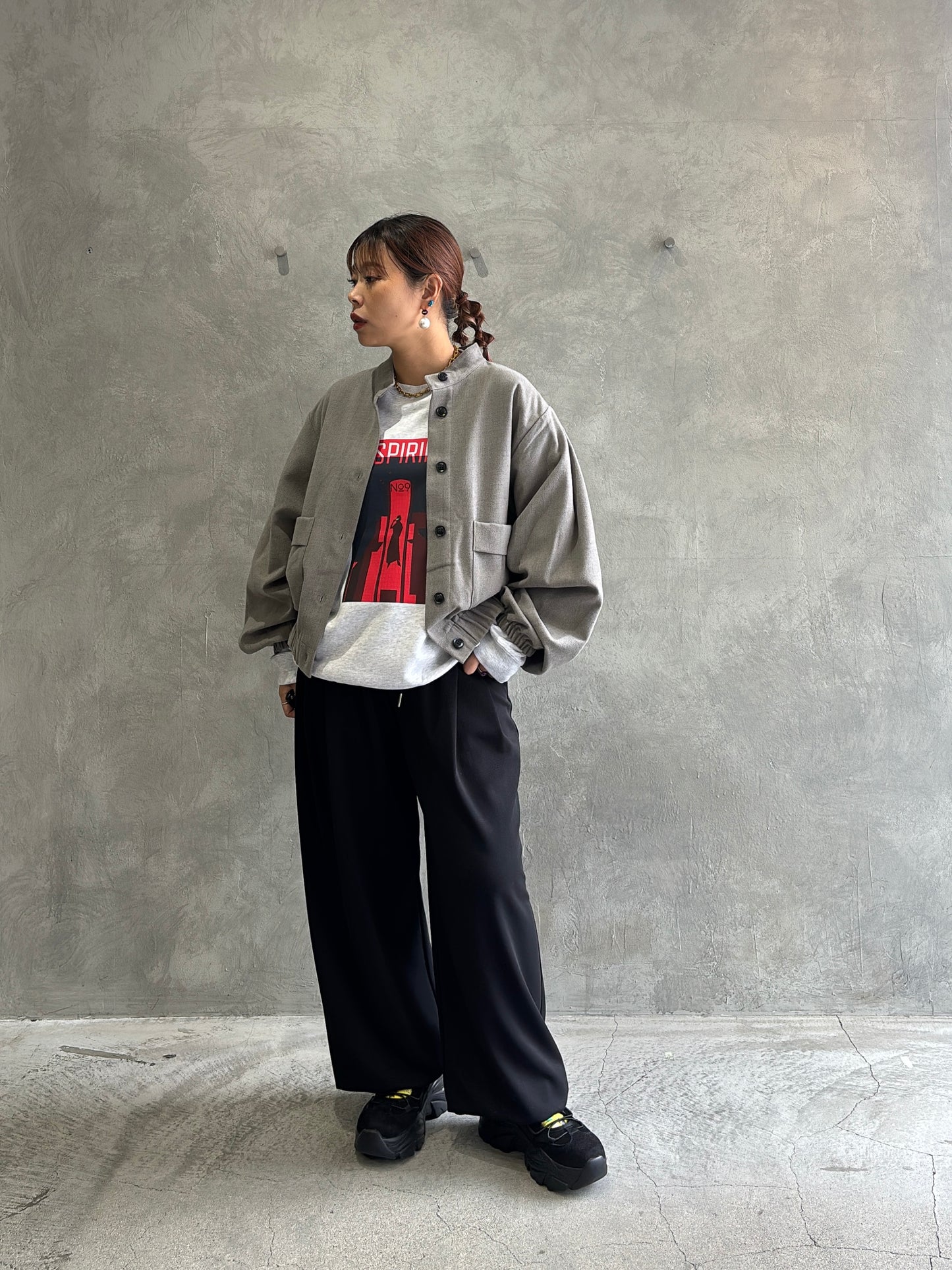 ワイドスリーブウーリーショートブルゾン／CYAN tokyo