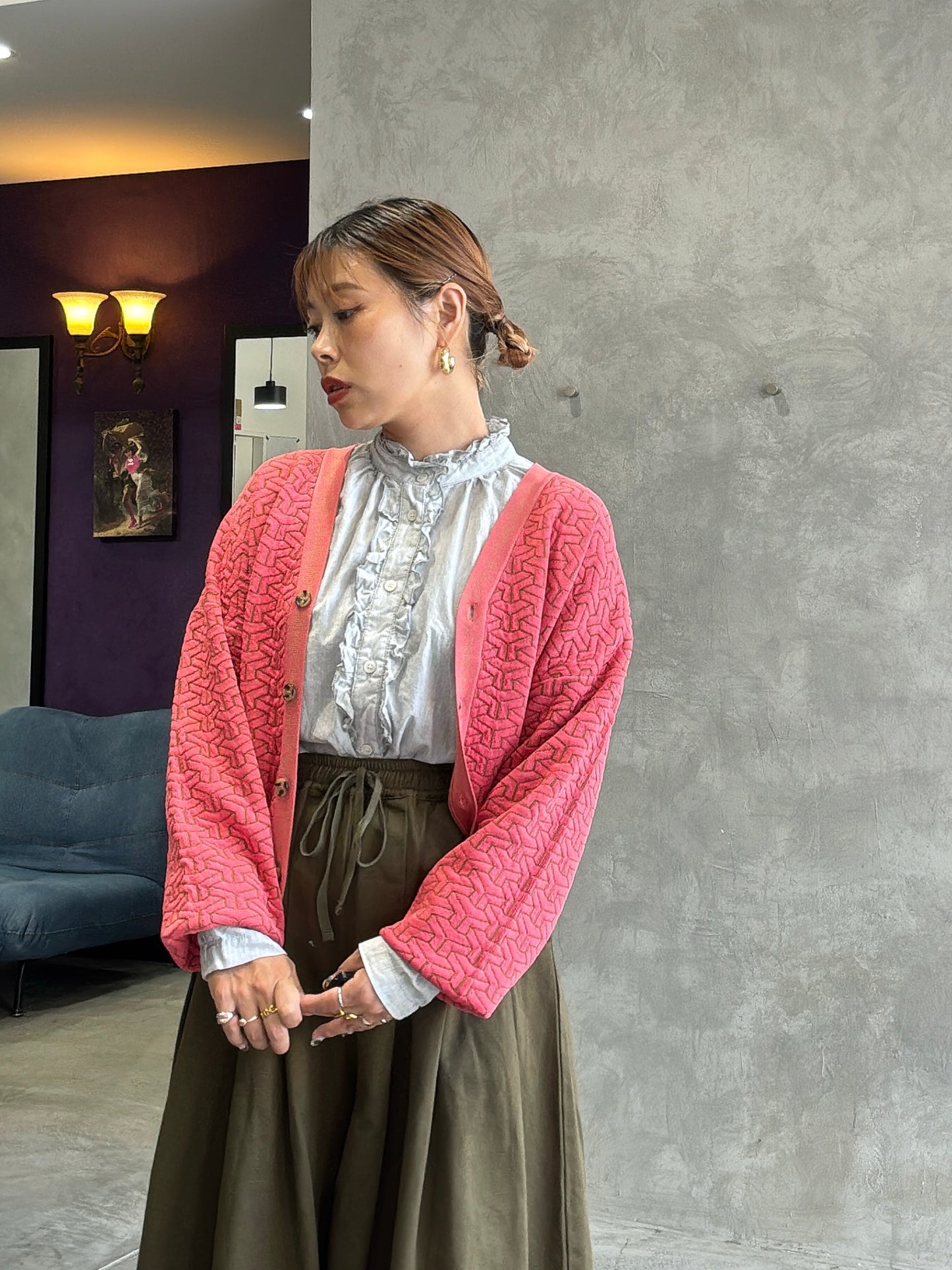 連続柄ニットカーディガン／LE MÉLANGE