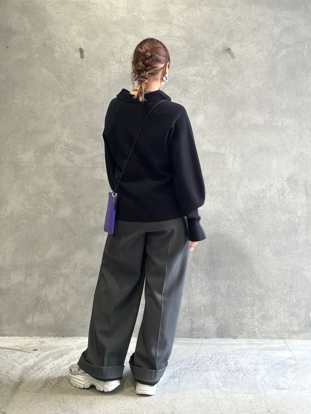 裏起毛タックワイドパンツ／Dignite collier