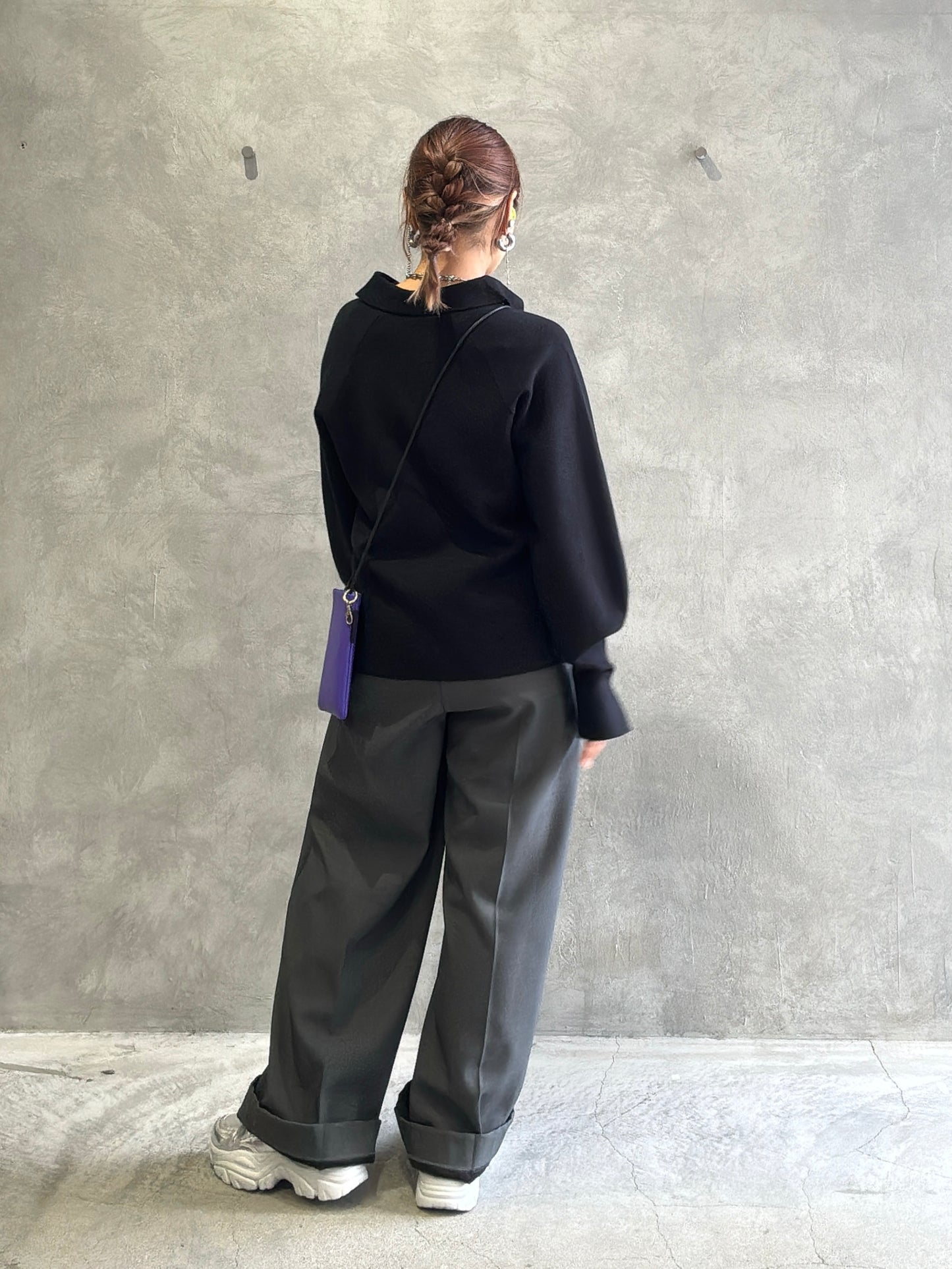 裏起毛タックワイドパンツ／Dignite collier