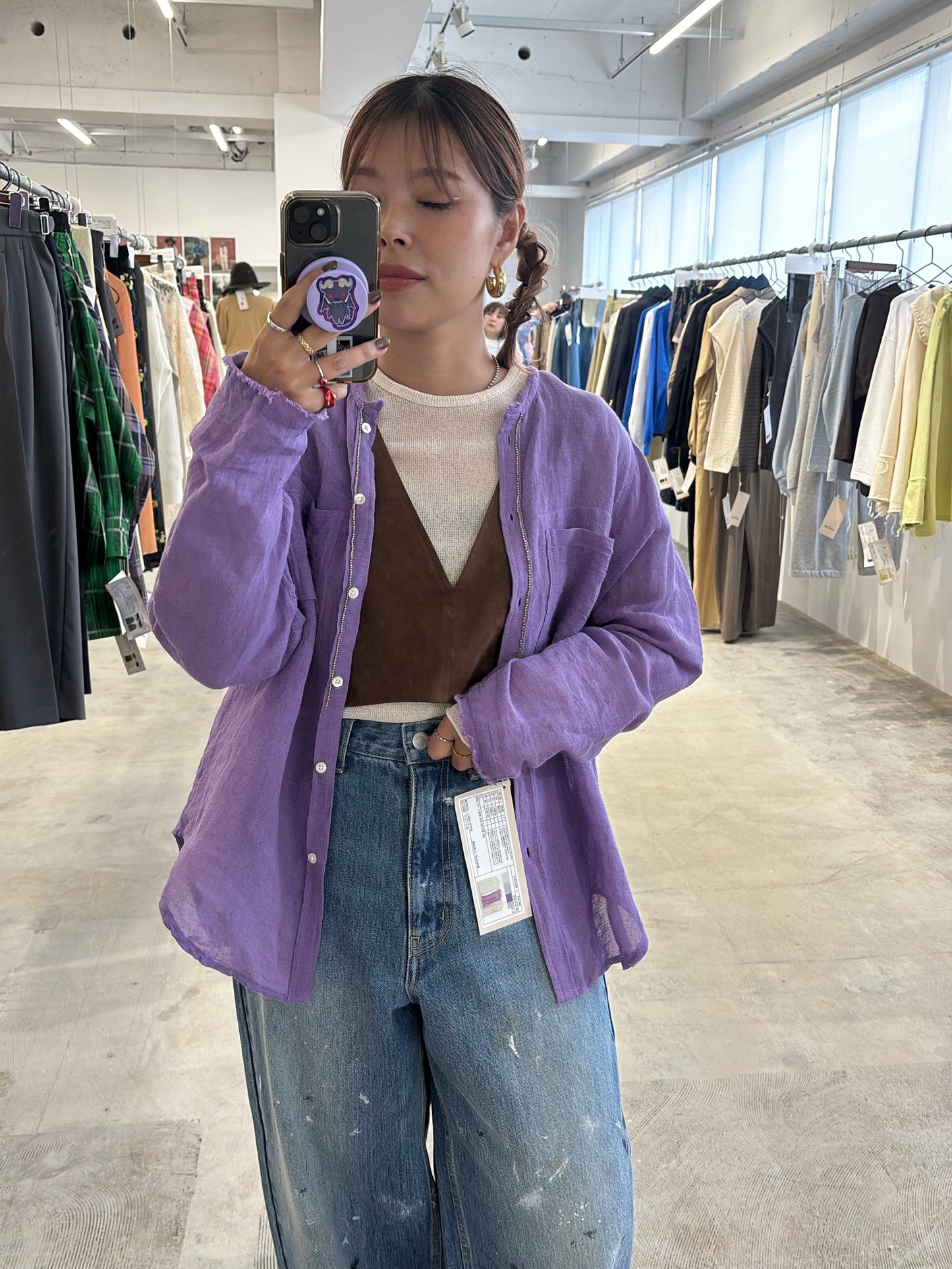 受付終了【予約販売】メタルビーズリネンコットンシャツ／8613209／LE MÉLANGE