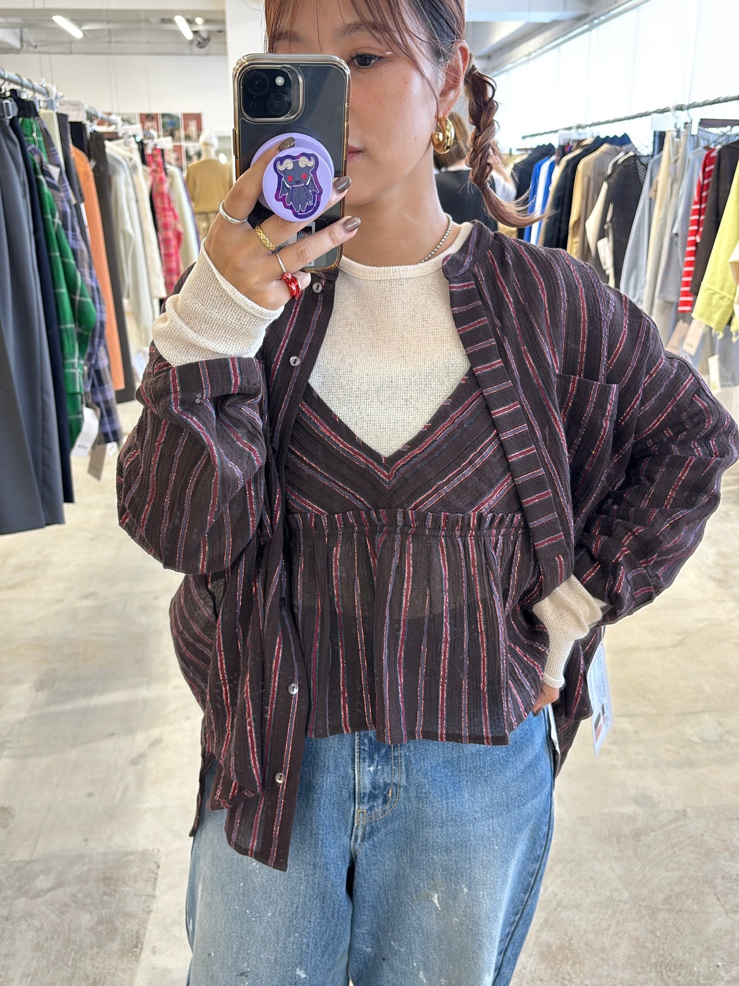 受付終了【予約販売】ストライプ柄・チェック柄シャツ／8613211／LE MÉLANGE