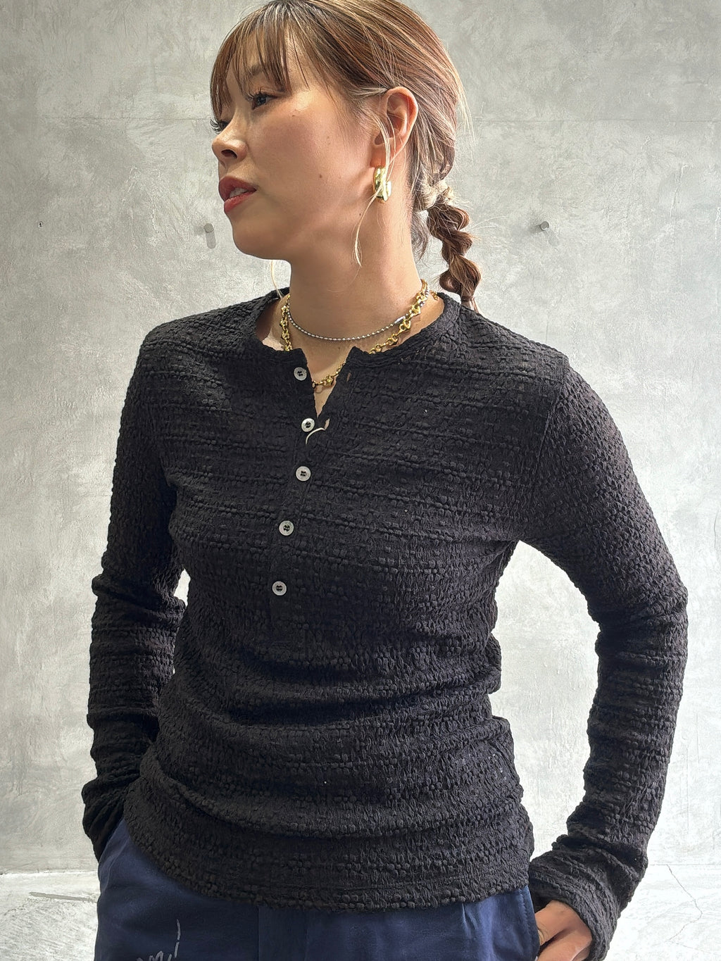 ヘンリーネックカットソー／8611002／LE MÉLANGE