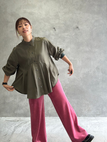 コーデュロイジャージーセミワイドパンツ／trois