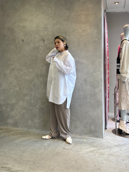 ノーカラーロングシャツ／VENT BLANC