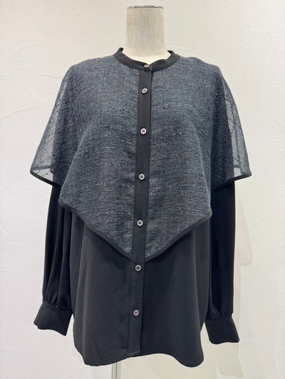 【予約⚡︎販売】ラメメッシュケープレイヤーシャツ／604500／CYAN tokyo／2026 AW#1