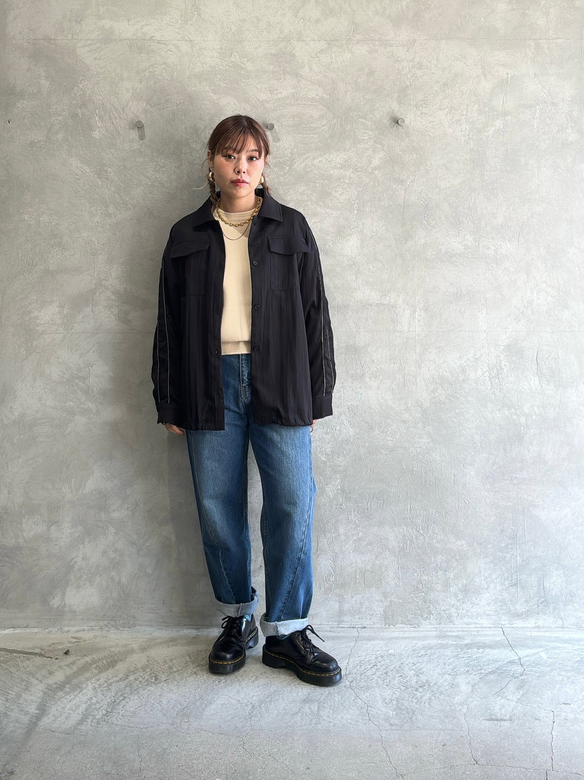 パイピングナイロンシャツ