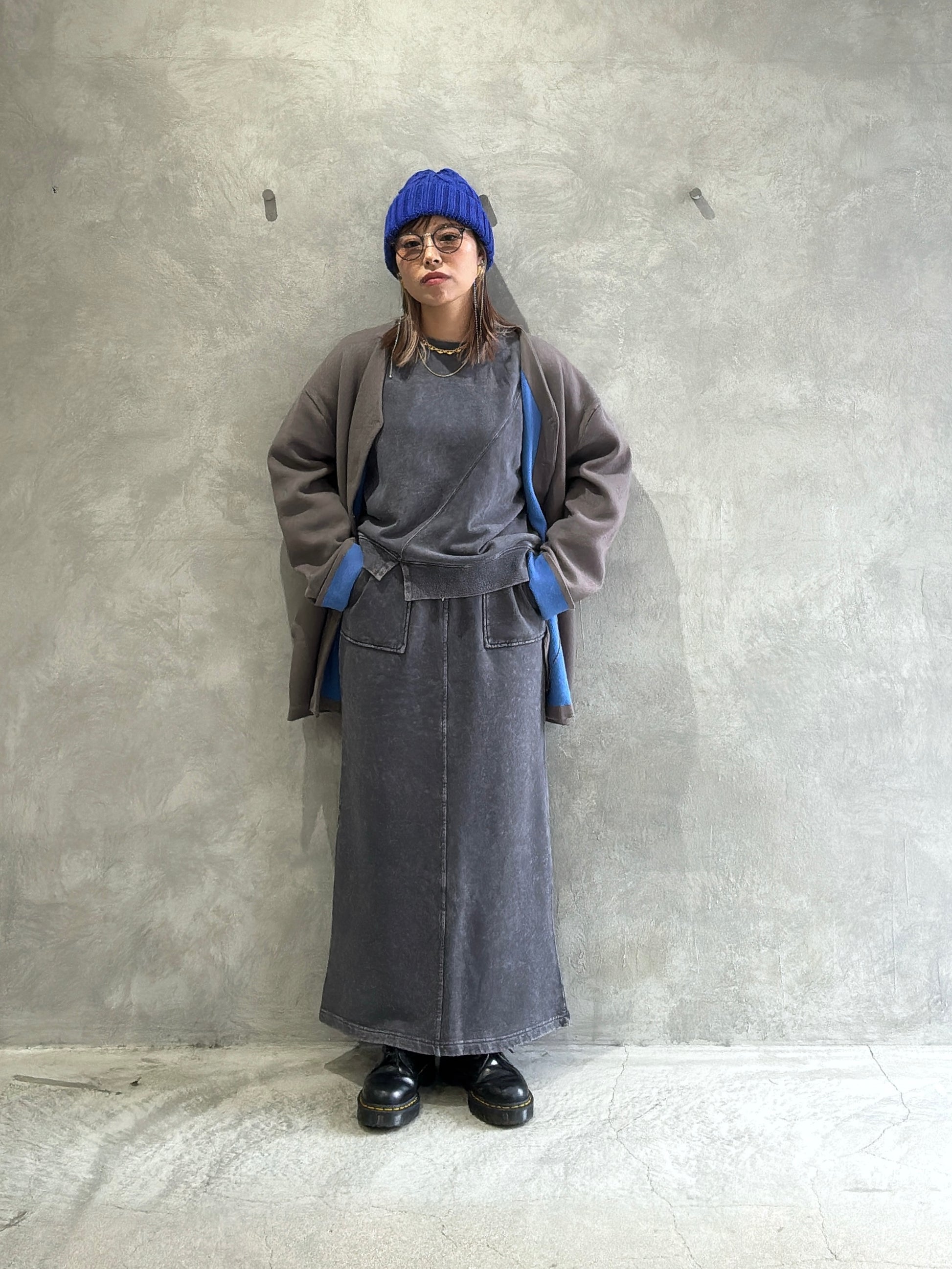 もちもちニットのバイカラーコートカーディガン