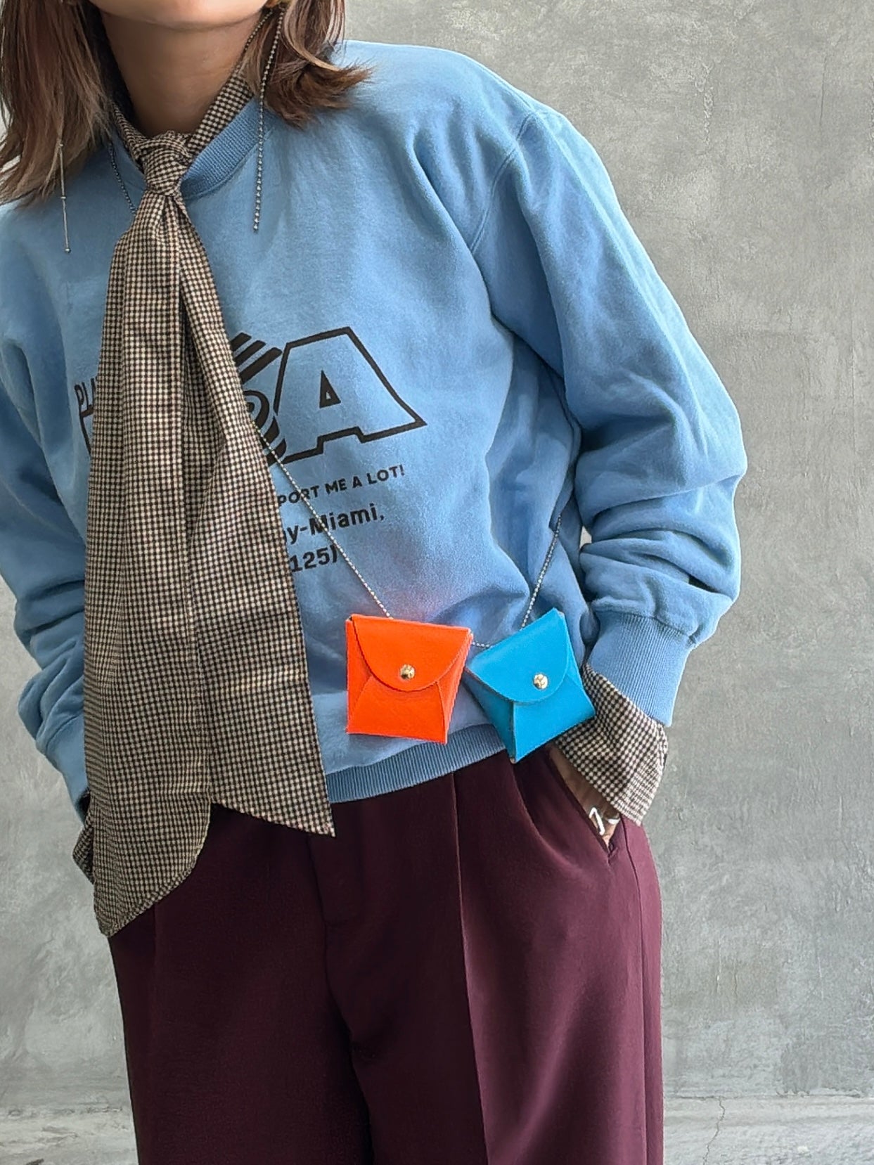 タイ付きチェックシャツ／LE MÉLANGE