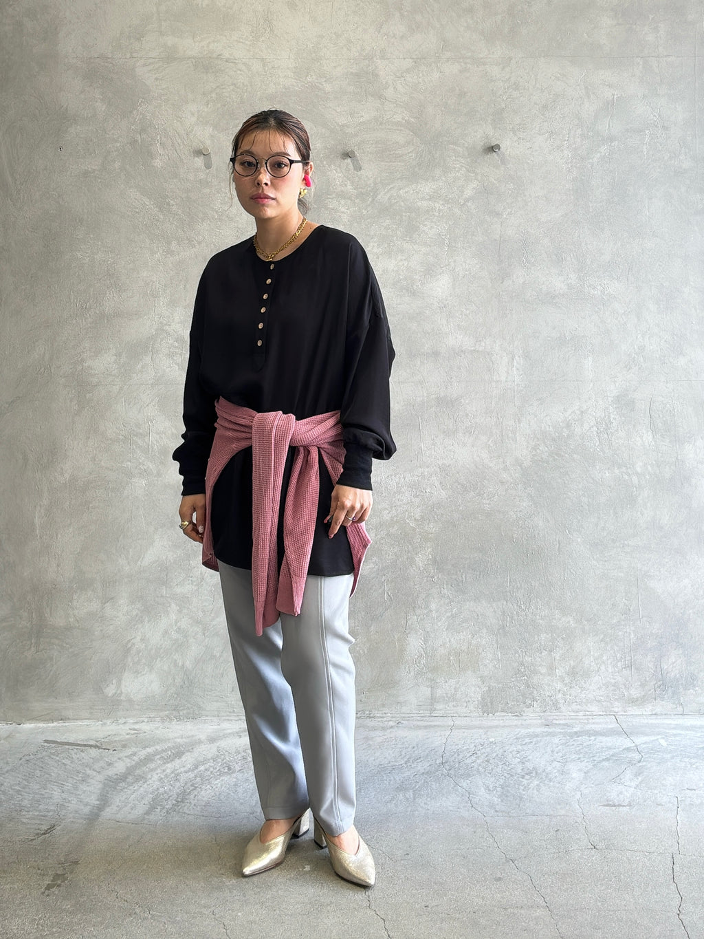 スリムカーブカラーパンツ／No.9-the Nines-