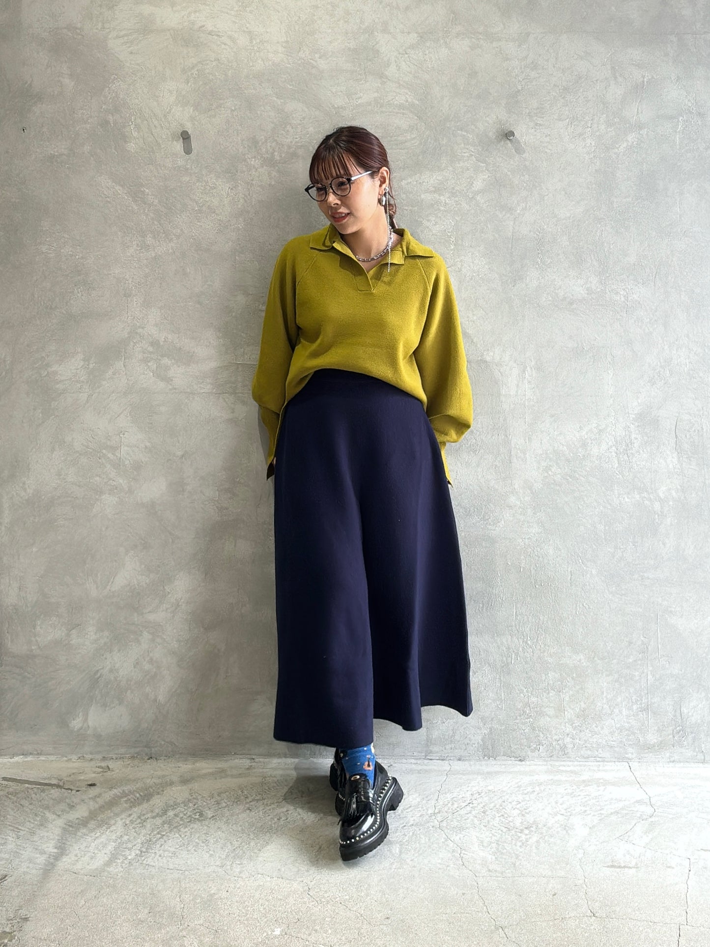 衿付きミラノリブニット／palm RICHE