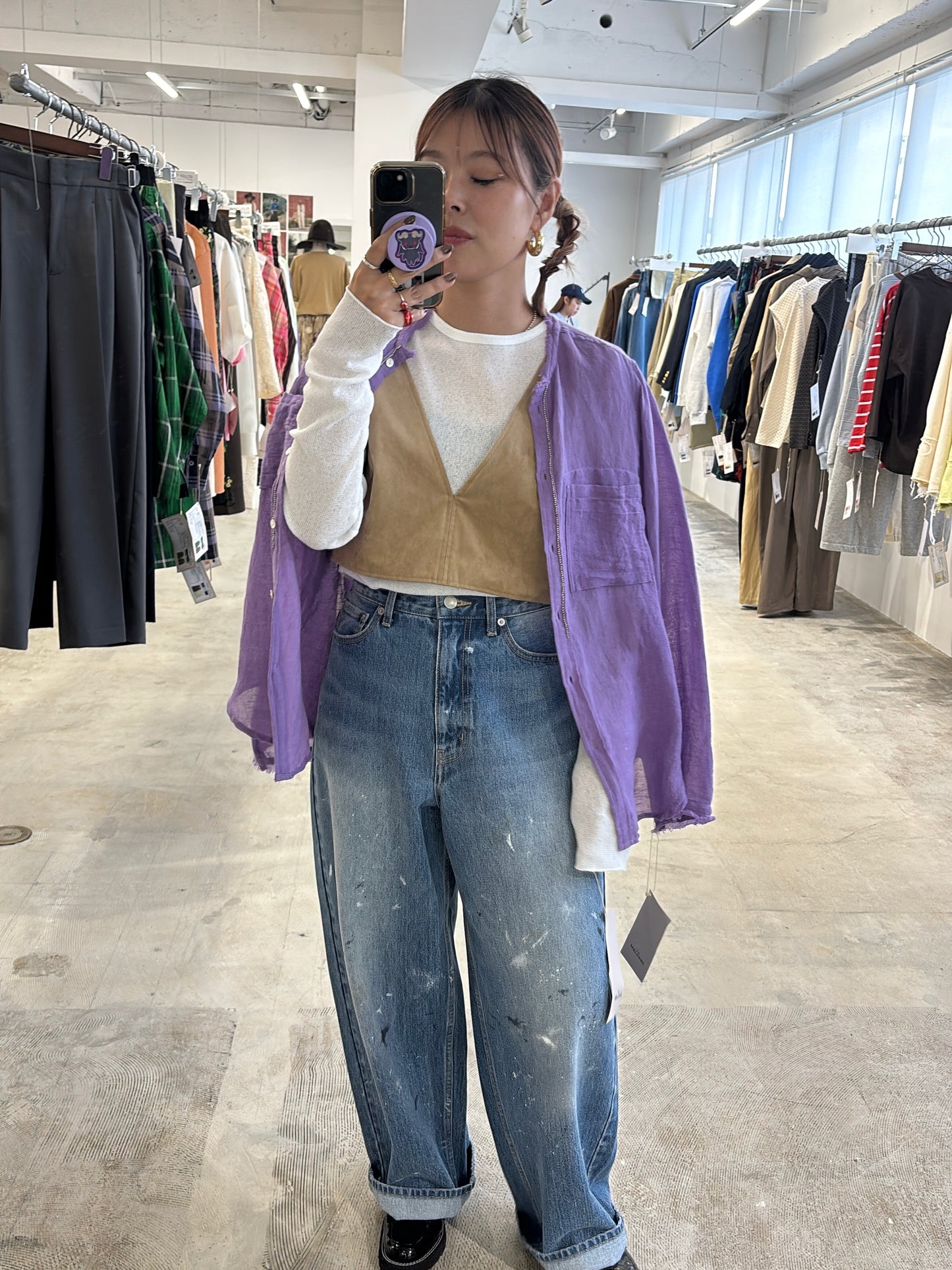 受付終了【予約販売】メタルビーズリネンコットンシャツ／8613209／LE MÉLANGE