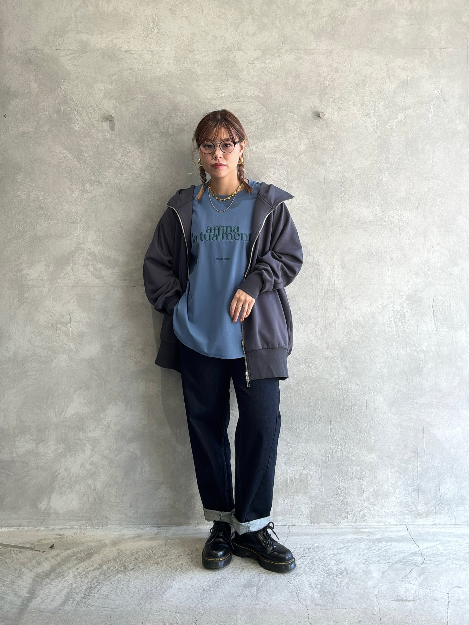 ジップアップロングパーカー