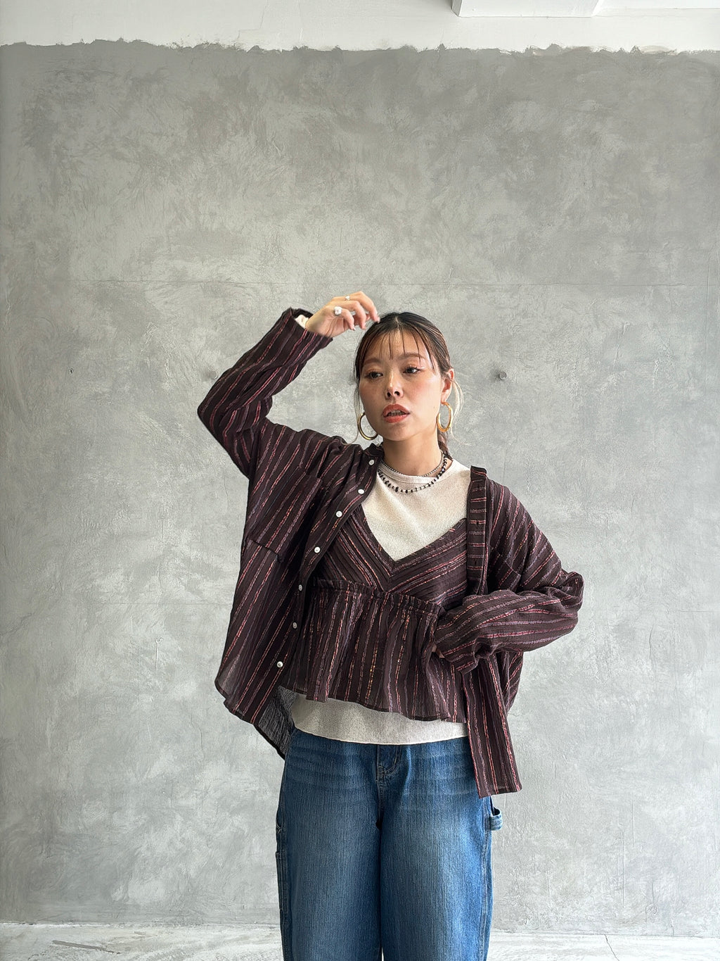 ストライプ柄シャツ／8613211／LE MÉLANGE