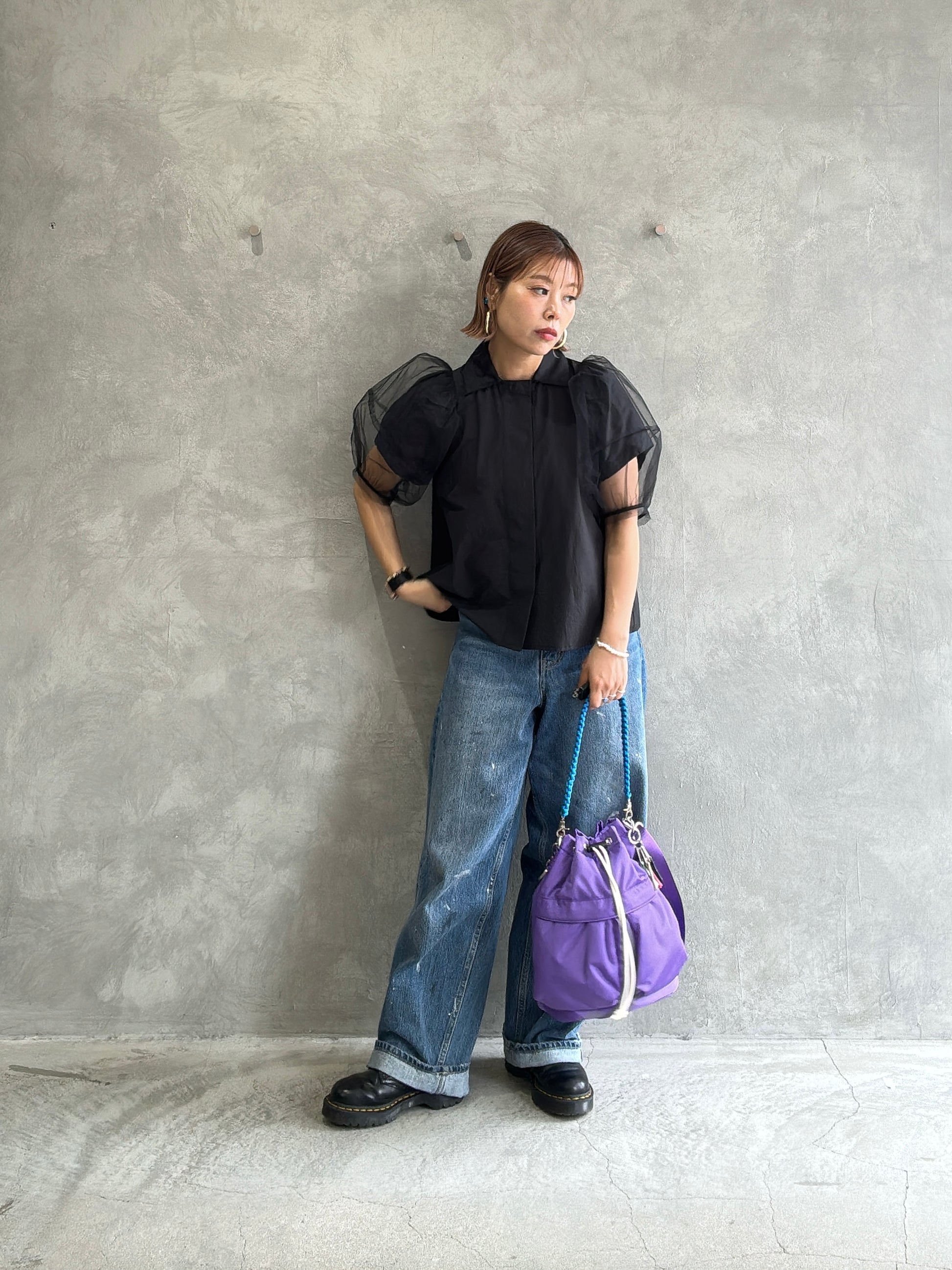 チュールレイヤードパフスリーブブラウス／MARECHAL TERRE