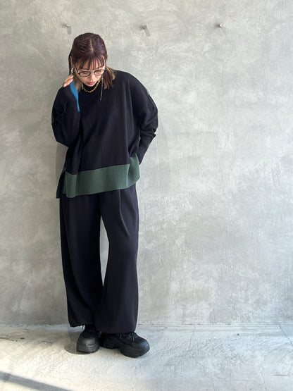 配色ドルマンニット