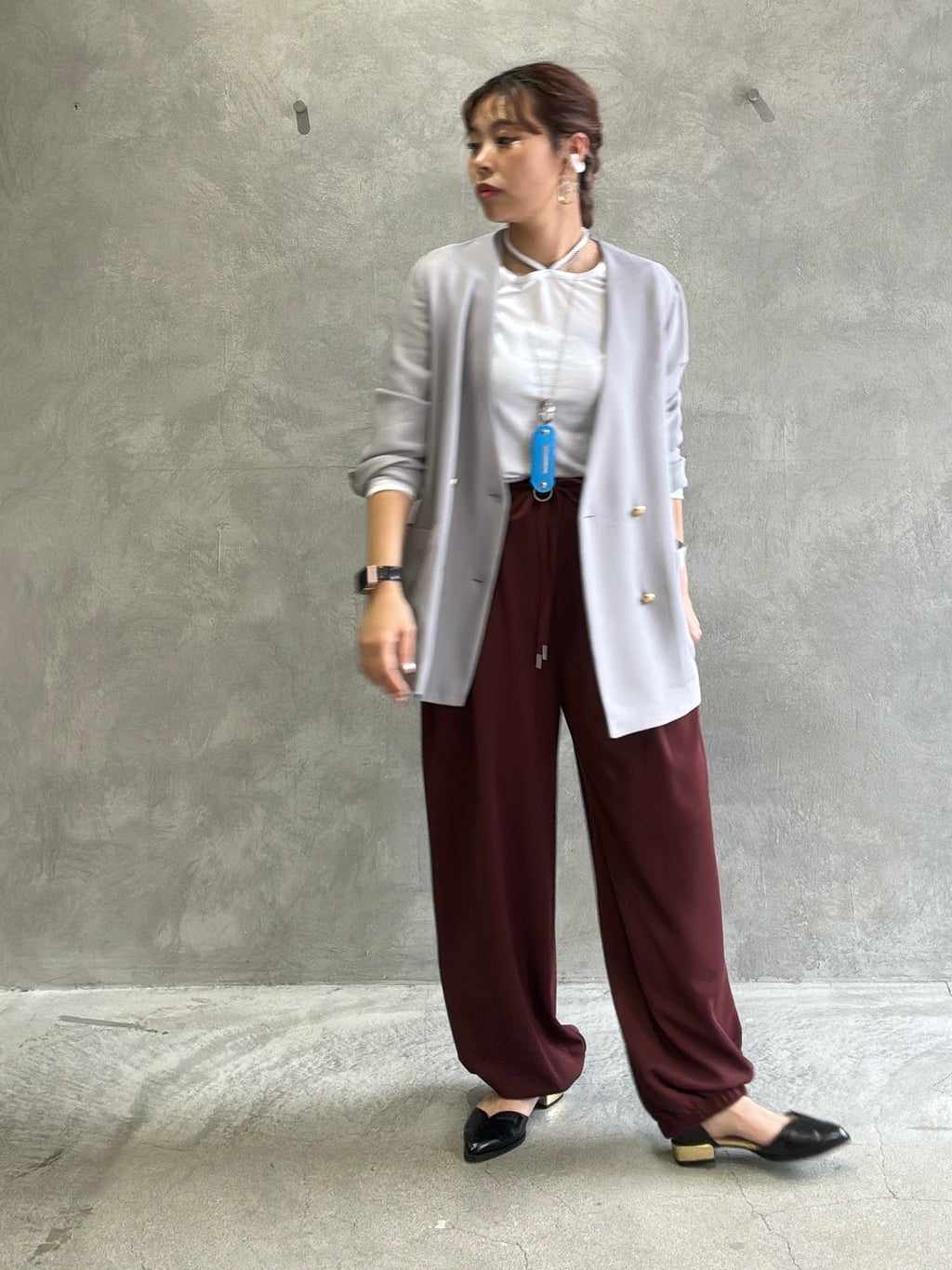 メッシュノーカラージャケット／Dignite collier