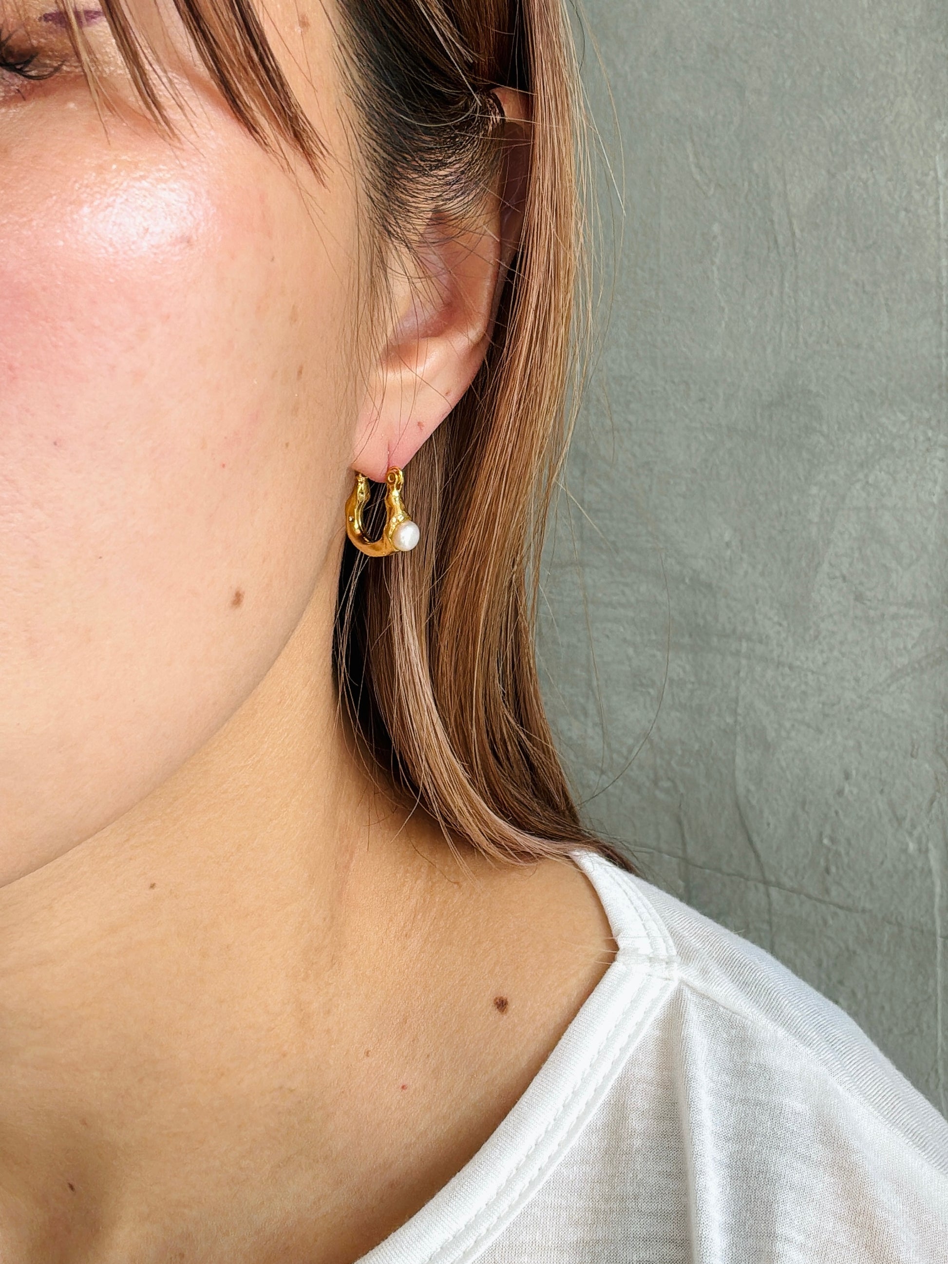 【予約販売】ニュアンスメタルパールピアス