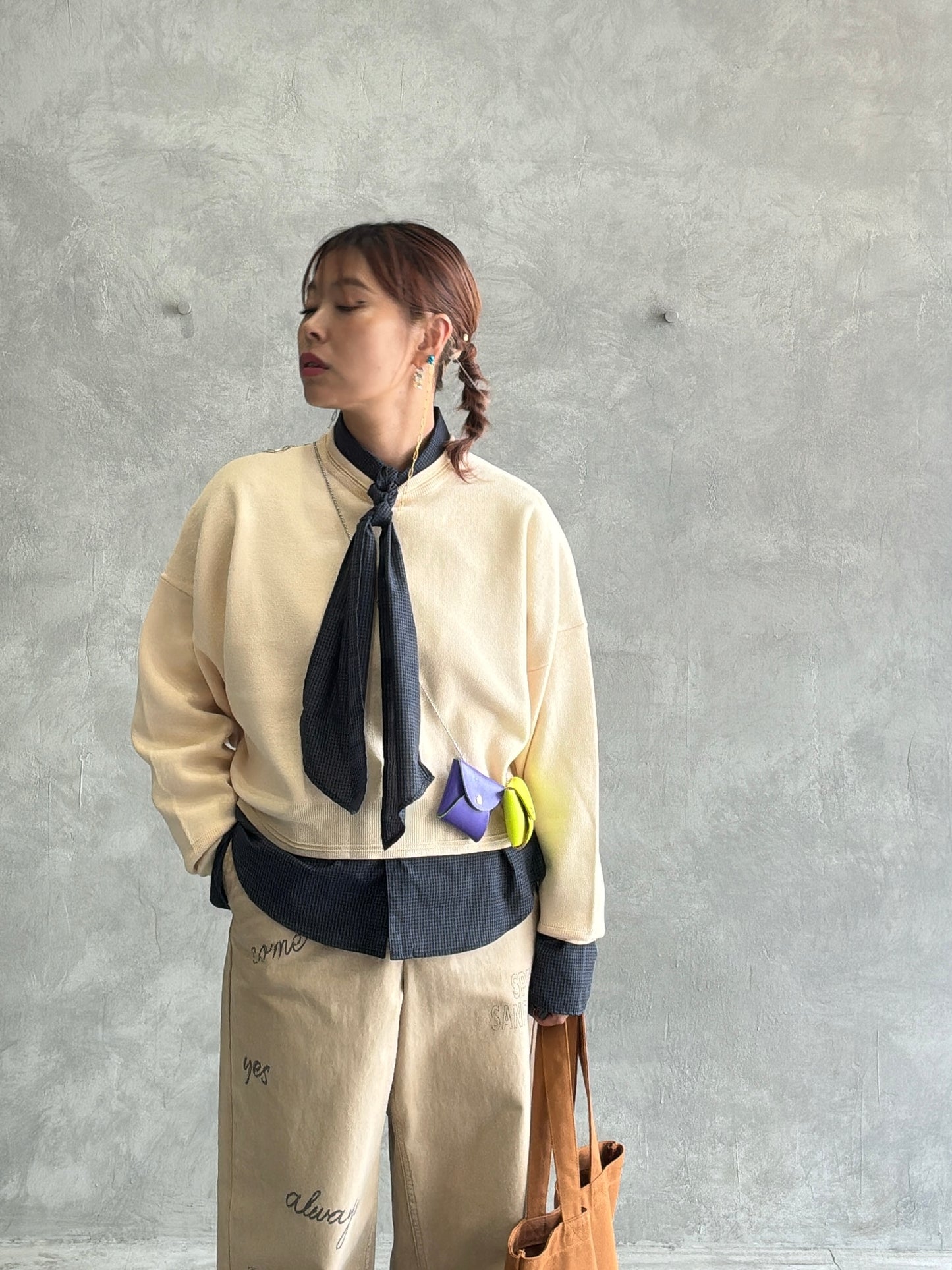 ショート丈ドルマンライクプルオーバーニット／LE MÉLANGE