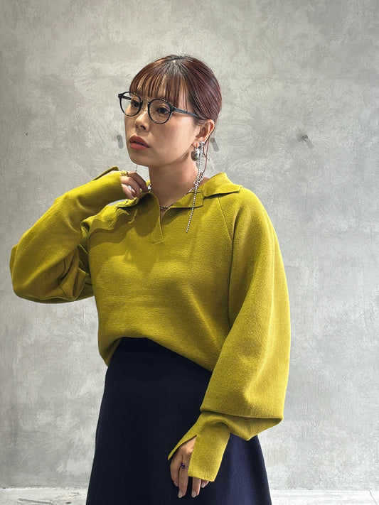 衿付きミラノリブニット／palm RICHE