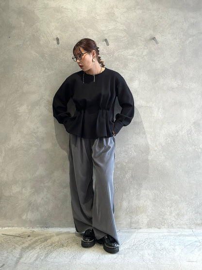 ピーチポプリンサイドテープワイドパンツ／trois