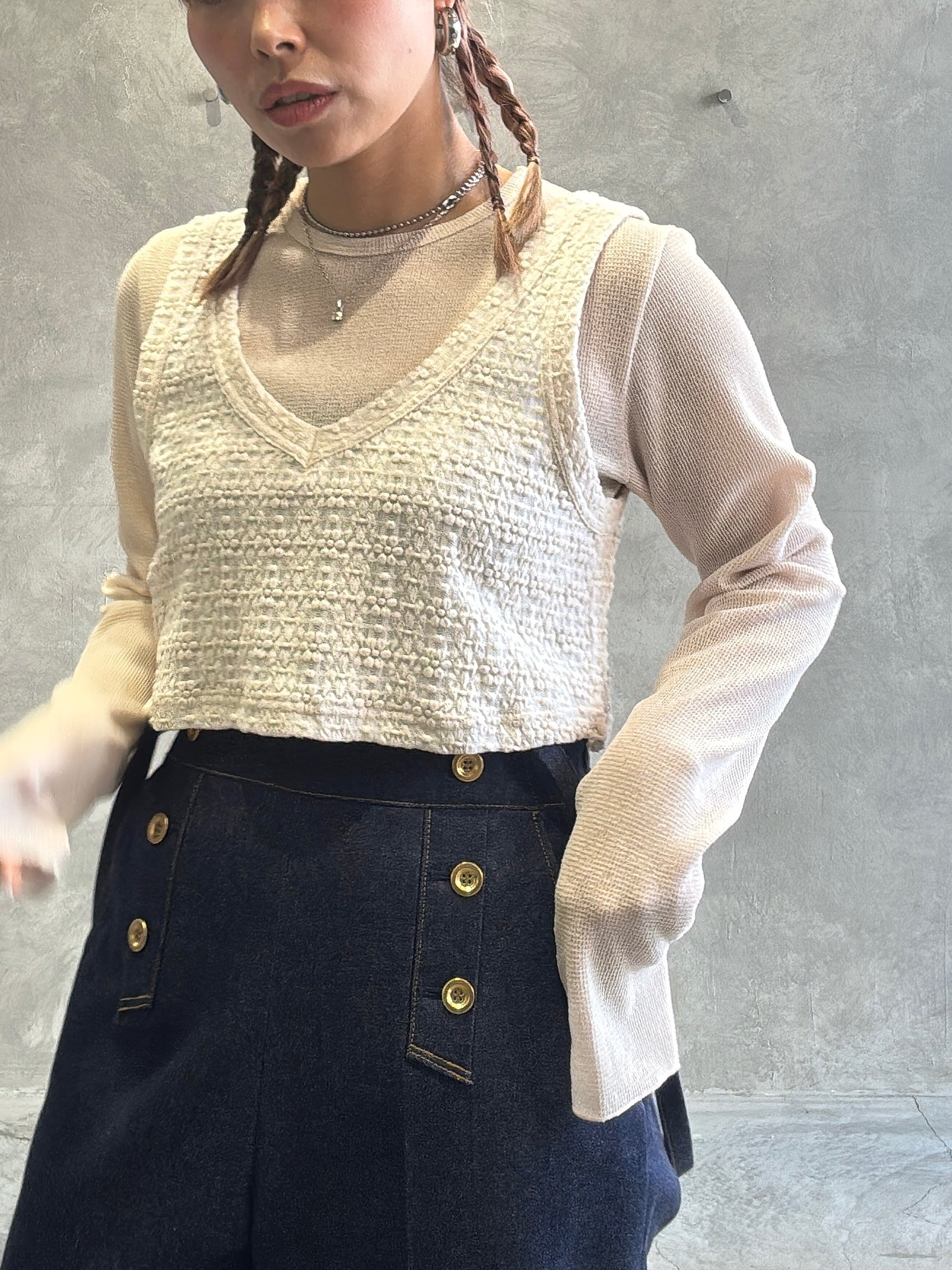 ショート丈キャミソール／8611001／LE MÉLANGE