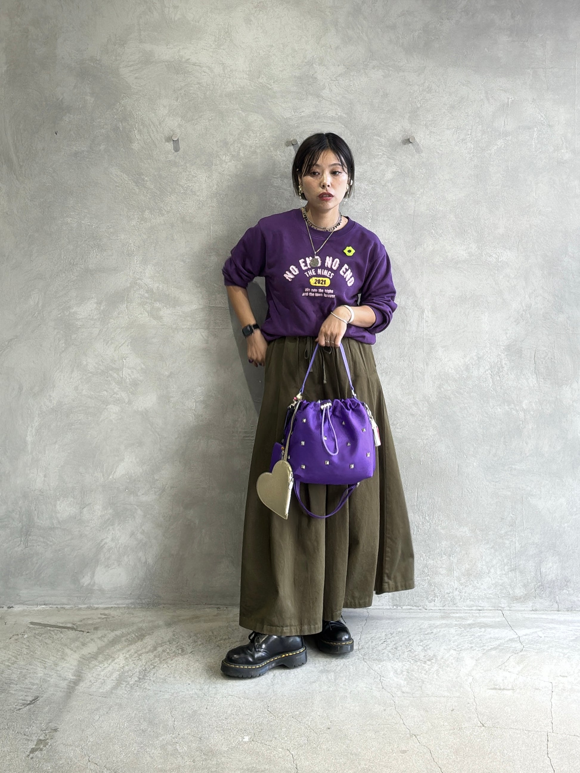 【予約販売】スタッズパディング巾着バッグ／cheek