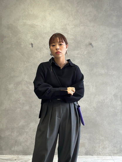 衿付きミラノリブニット／palm RICHE