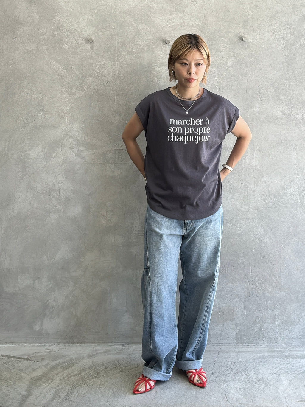 受付終了【予約販売】marcher シアー天竺ソフトフレンチTシャツ／ING