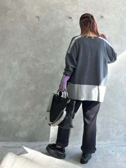 配色ドルマンニット