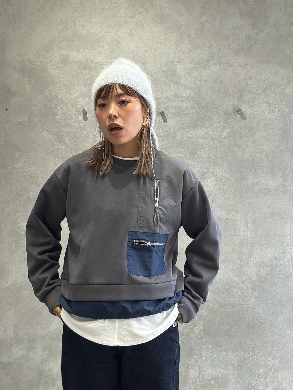 ナイロンドッキングスウェット