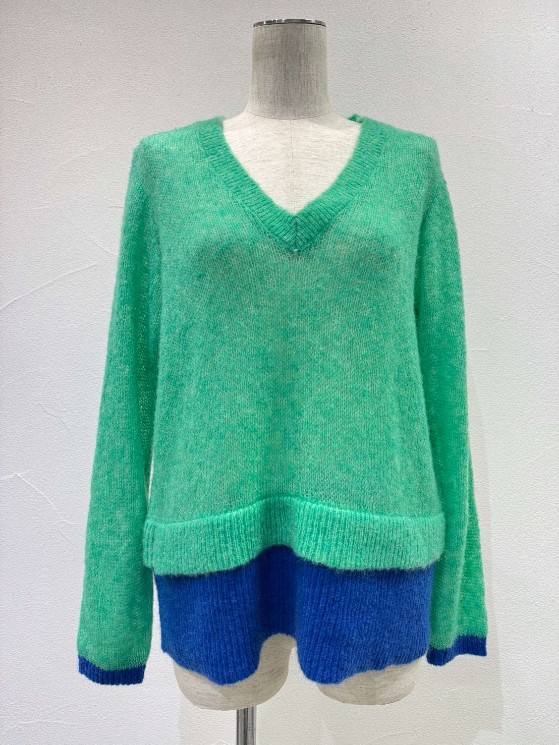 【予約⚡︎販売】配色レイヤーモヘアニット／604507／CYAN tokyo／2026 AW#1