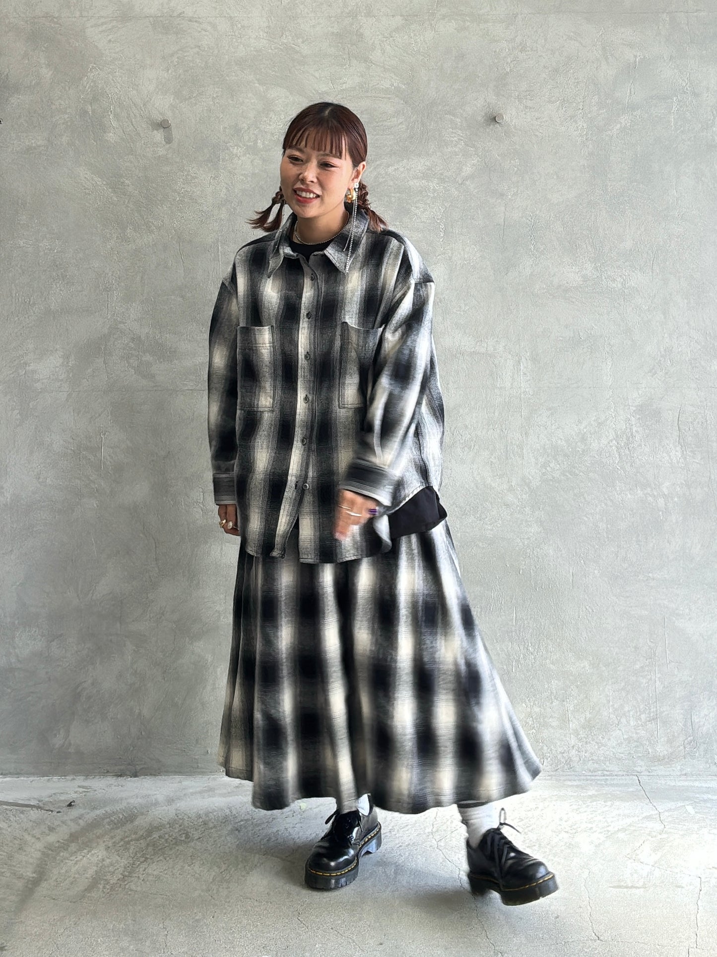 チェックタックスカート／Dignite collier