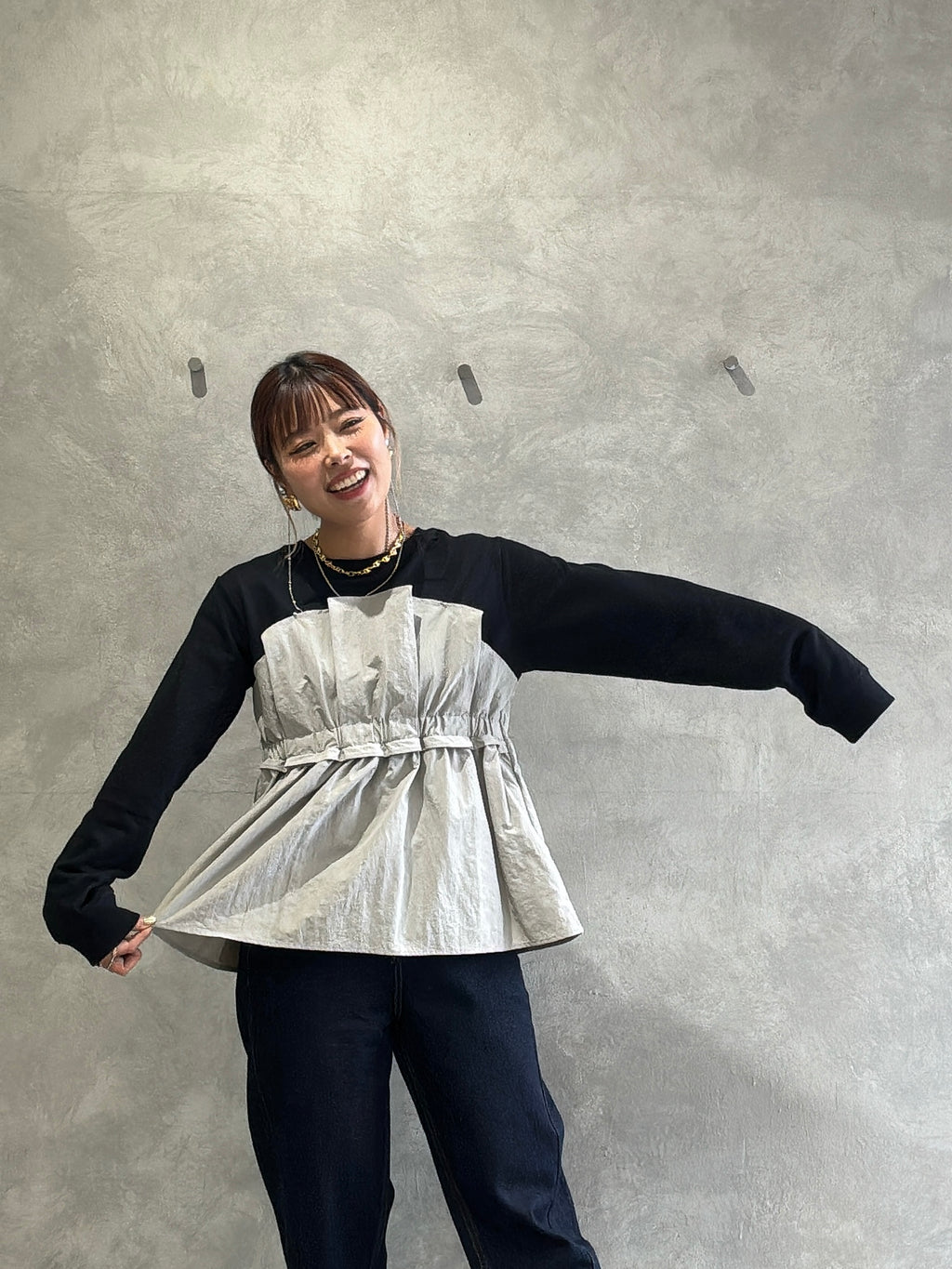 フリル切替スウェット