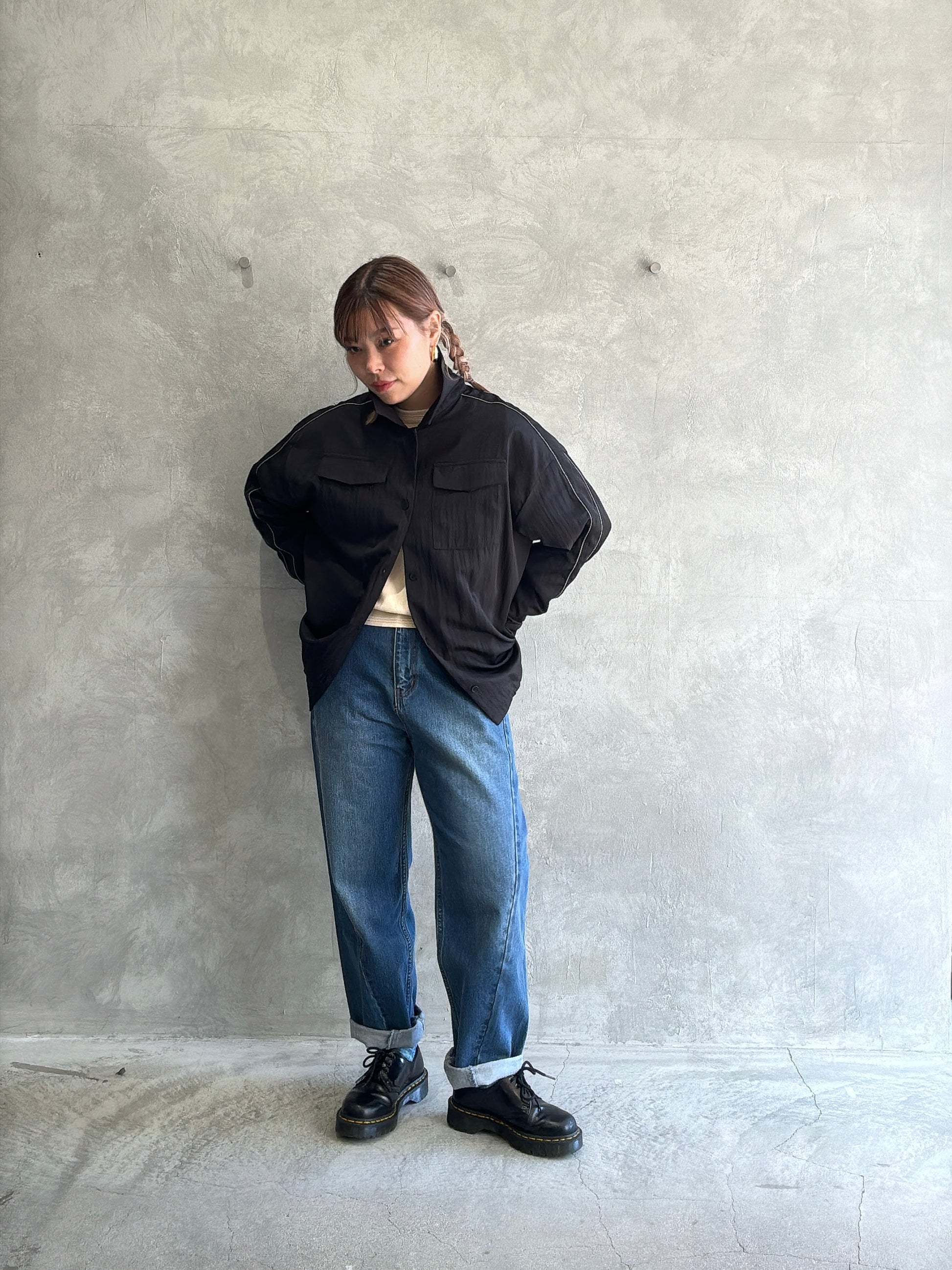 パイピングナイロンシャツ